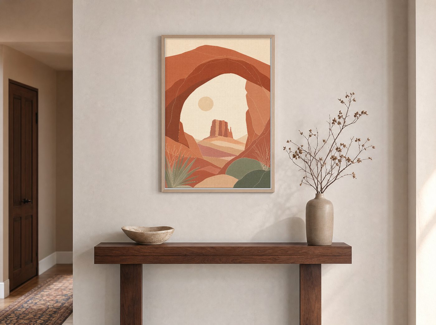 Canyon Arch framed and hung — an entryway console
