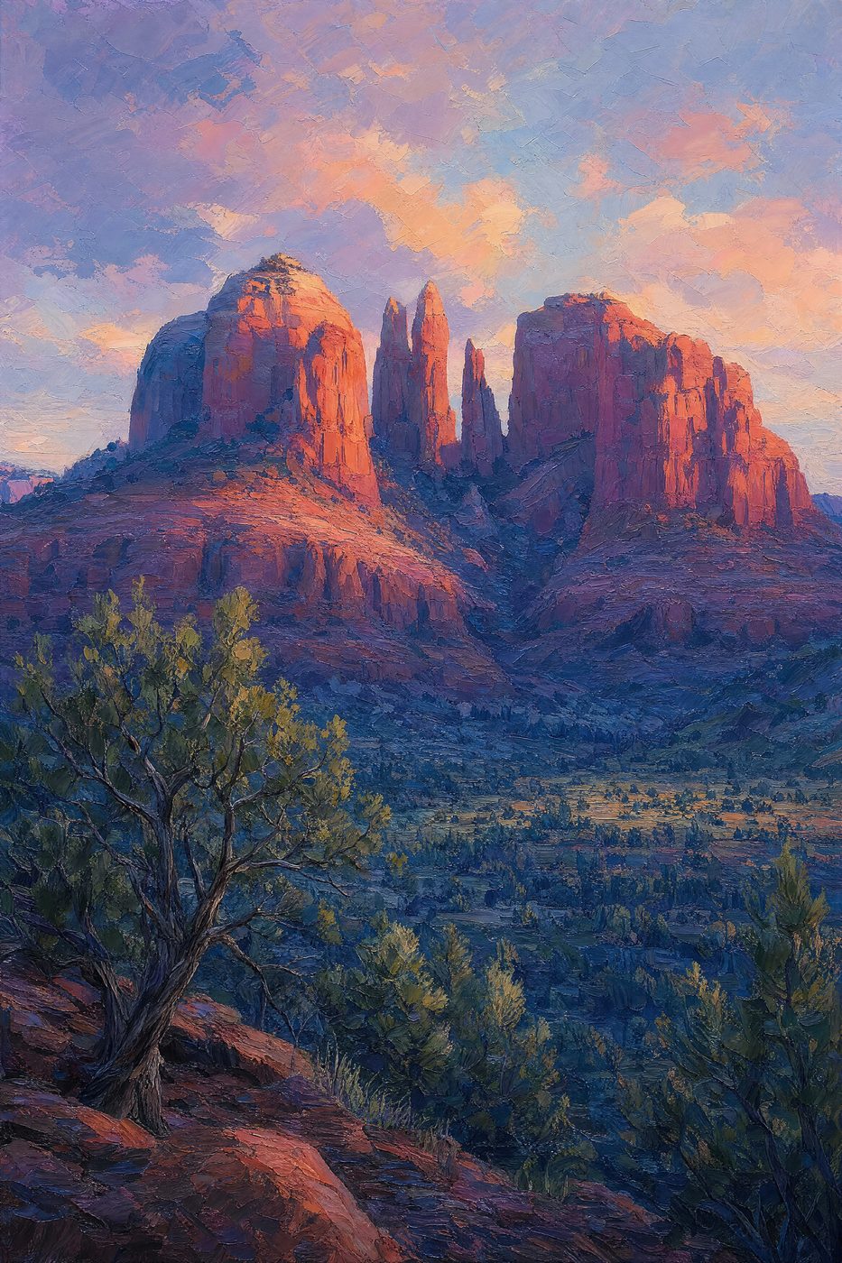 Cathedral Rock, Last Light — Canyon Light print of Cathedral Rock, Sedona Arizona at last light